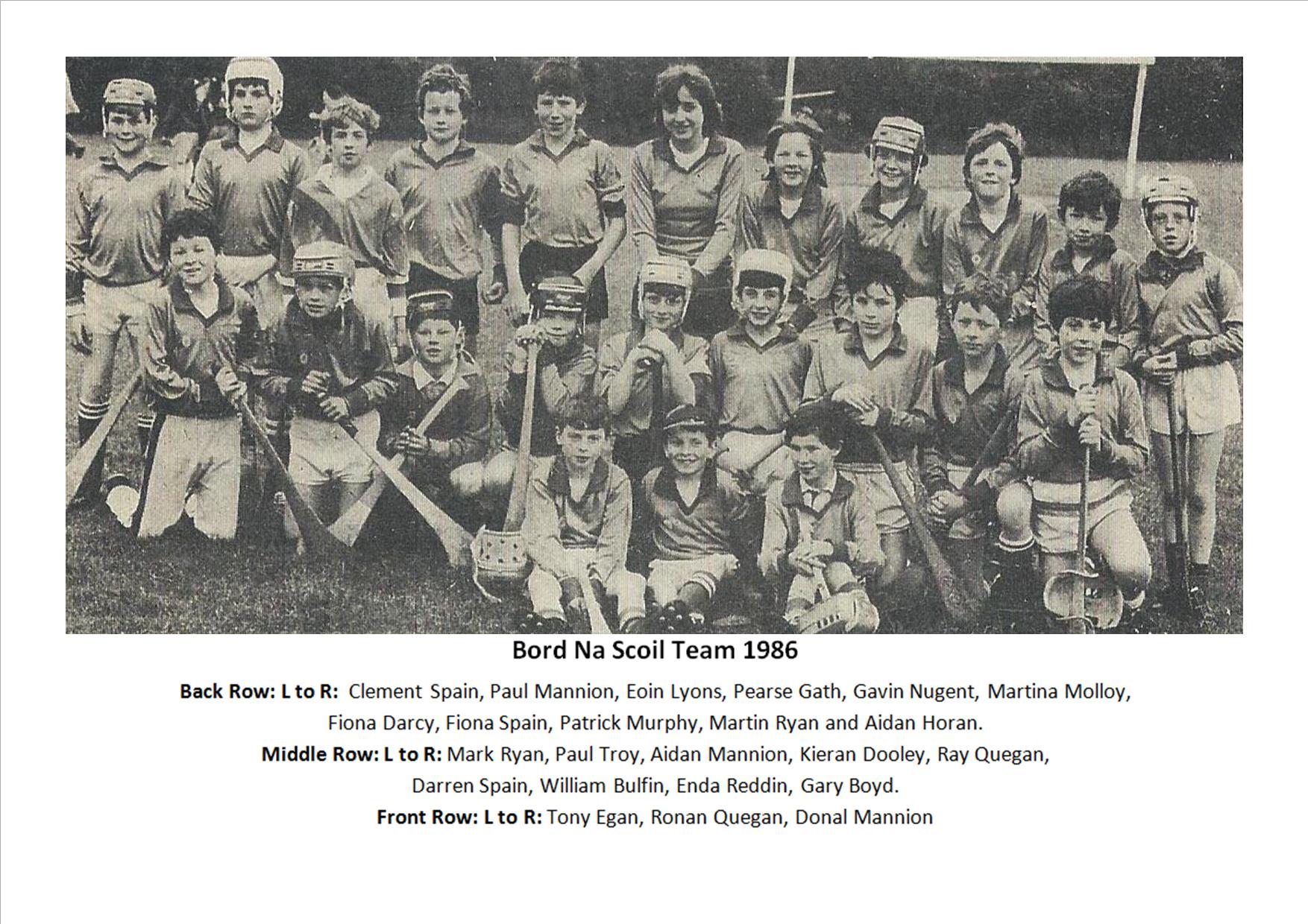 Bord Na Scoil Team 1986